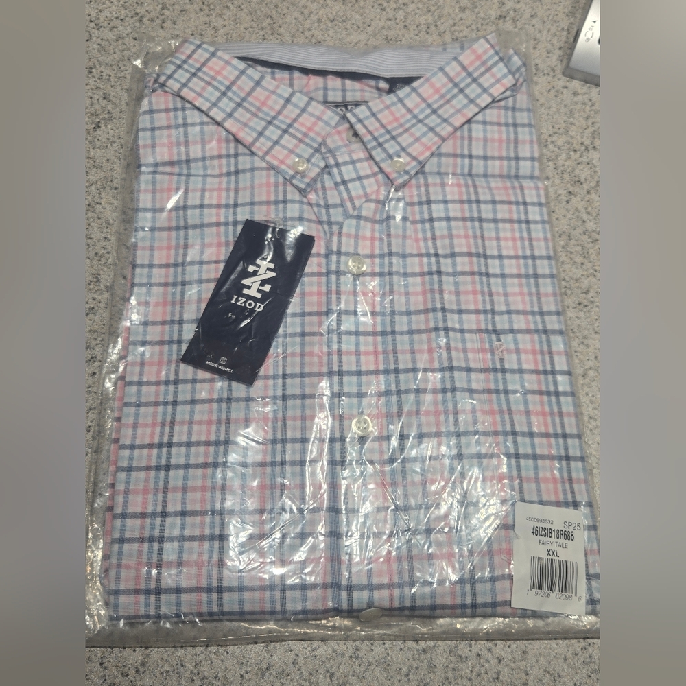 IZOD Men's XXL Long Sleeve Performance Comfort Button-Down Shirt NWT